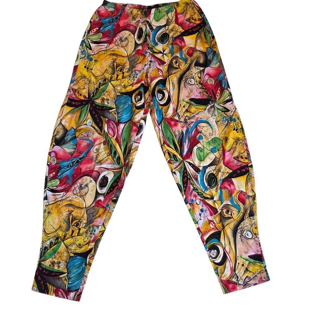 Vintage International Male Abstract Picasso Art Print Pants Medium USA 90s